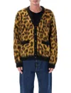 Obey Mens Patron Leopard-pattern Brushed Wool-blend Cardigan In Yellow