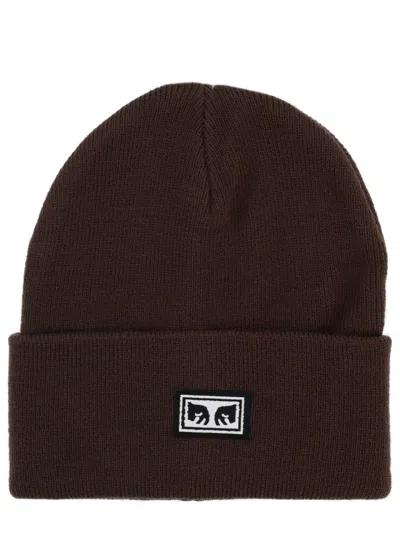 Obey Cap With Logo In Brown
