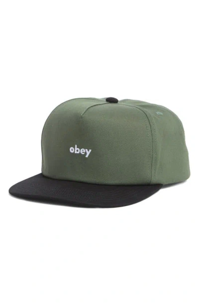 Obey Case Colorblock Baseball Cap In Green