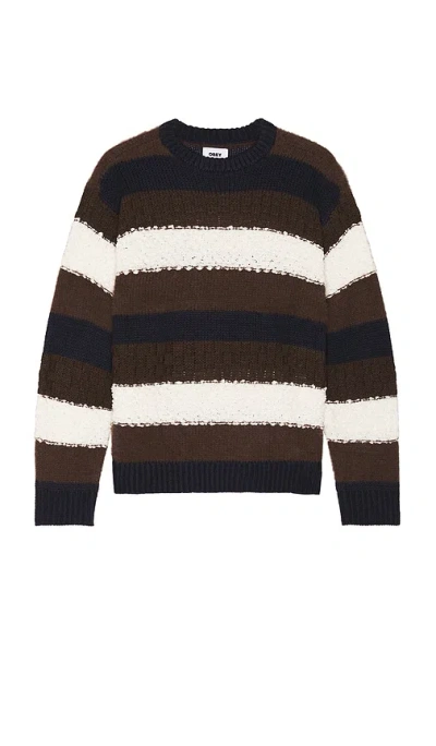 Obey Charles Crewneck Sweater In Brown Multi