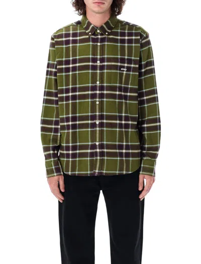 Obey Wilson Shirt In Moss Green Multi