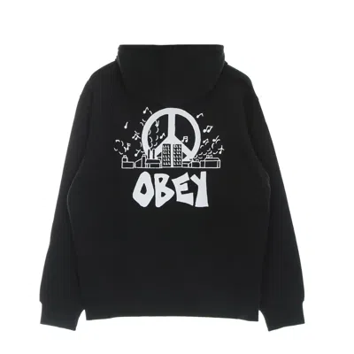 Obey City Block Premium Men's Lightweight Hooded Sweatshirt French Terry Hood Black