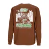 Obey City Watch Dog Heavyweight Classic Custom Sepia Men's Long Sleeve T-shirt In Brown