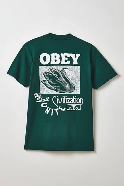 Obey Civilization Graphic Tee In Green, Men's At Urban Outfitters