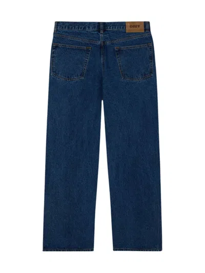 Obey Classic Baggy Denim Pants Jeans Wide Leg - Stone Washed Indigo In Multi