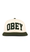 Obey Collegiate 6 Panel Strapback In Gray
