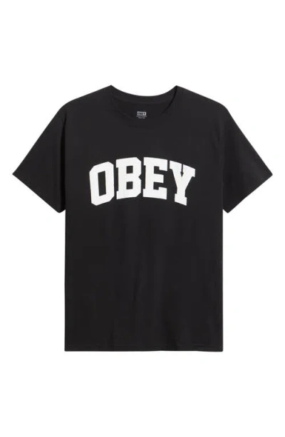 Obey Collegiate Graphic T-shirt In Black