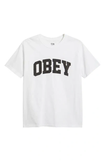 Obey Collegiate Graphic T-shirt In White