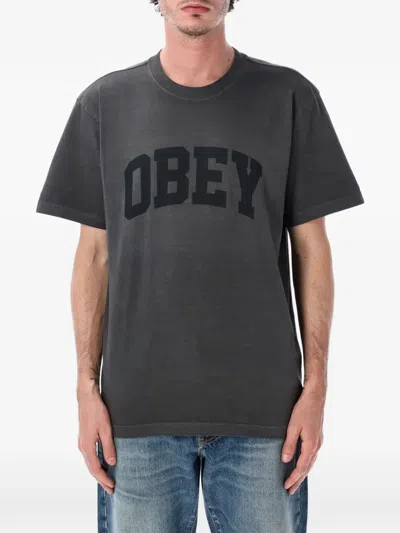 Obey Collegiate Logo-print T-shirt In Gray