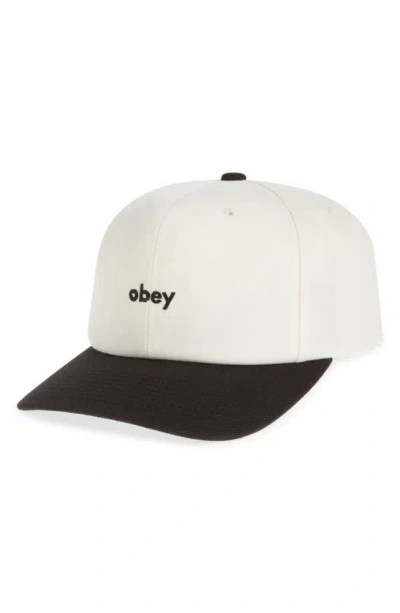 Obey Colorblock Logo Twill Baseball Cap In White