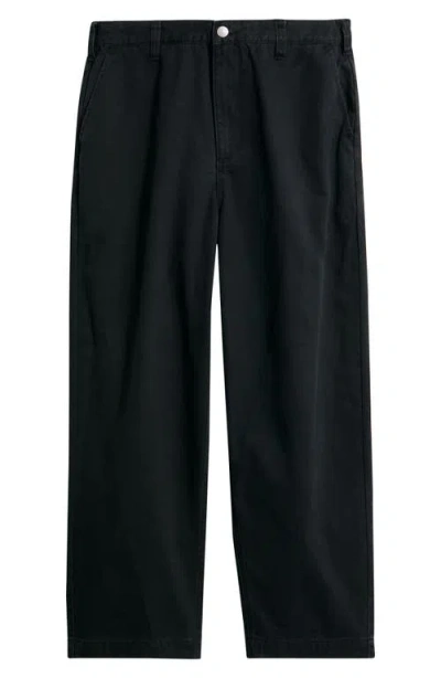 Obey Commons Flat Front Cotton Twill Chinos In Black