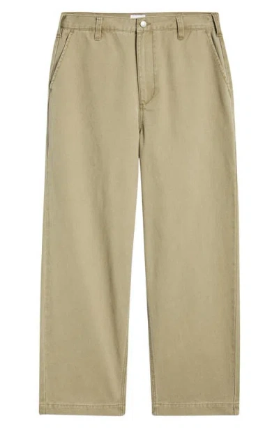 Obey Commons Flat Front Cotton Twill Chinos In Green