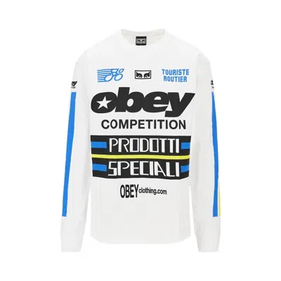 Obey 'competition Classic Ls' Cotton T-shirt In White