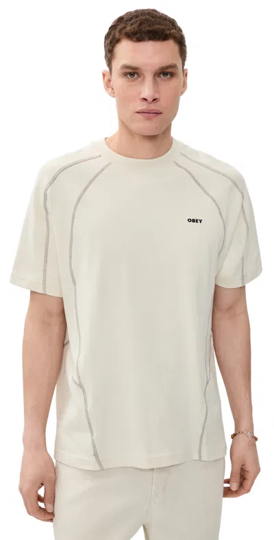 Obey Contrast Stitch Tee Silver Birch In Neutral