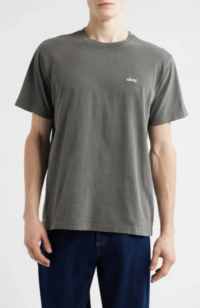 Obey Cotton Logo T-shirt In Gray