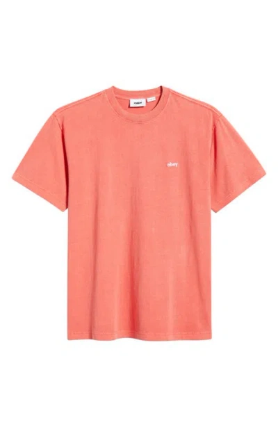 Obey Cotton Logo T-shirt In Pink