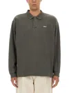 Obey Lowercase Pigment Men's Long Sleeve Polo Pigment Digital Black Polo In Black
