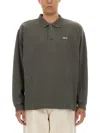 Obey Lowercase Pigment Men's Long Sleeve Polo Pigment Digital Black Polo In Gray