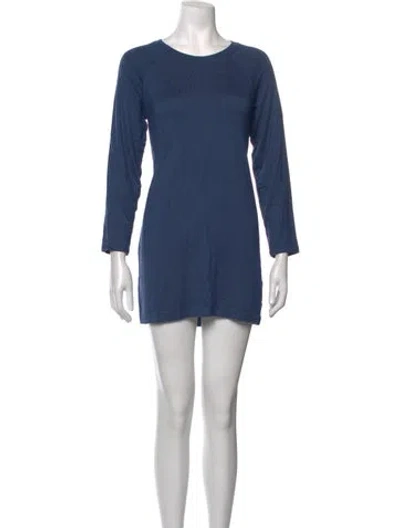 Pre-owned Obey Crew Neck Mini Dress In Blue
