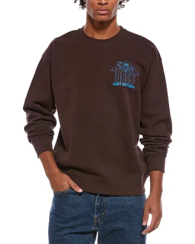 Obey Crewneck Sweatshirt In Burgundy