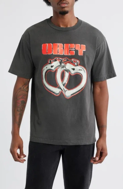 Obey Cuffs Graphic T-shirt In Gray