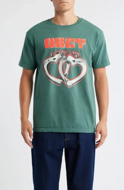 Obey Cuffs Graphic T-shirt In Green
