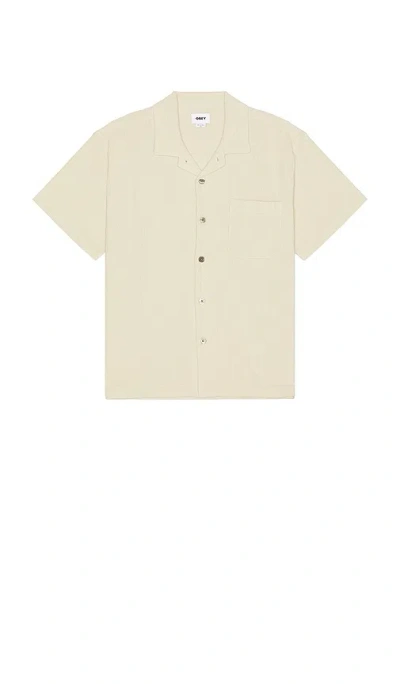 Obey Curtis Woven Seersucker Shirt In Tan