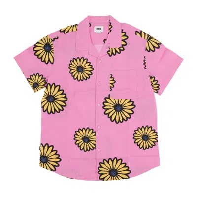 Obey Daisy Blossoms Woven Wild Rose Men's Short Sleeve Shirt Multi In Wild Rose Multi