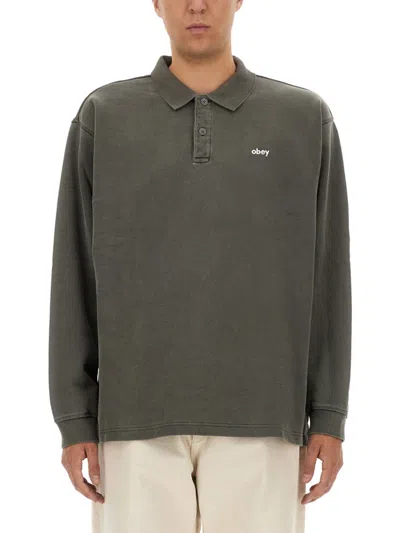 Obey Classic Cotton Polo Shirt In Black