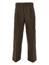 Obey Dean Pinstripe Pleated Trousers In Brown