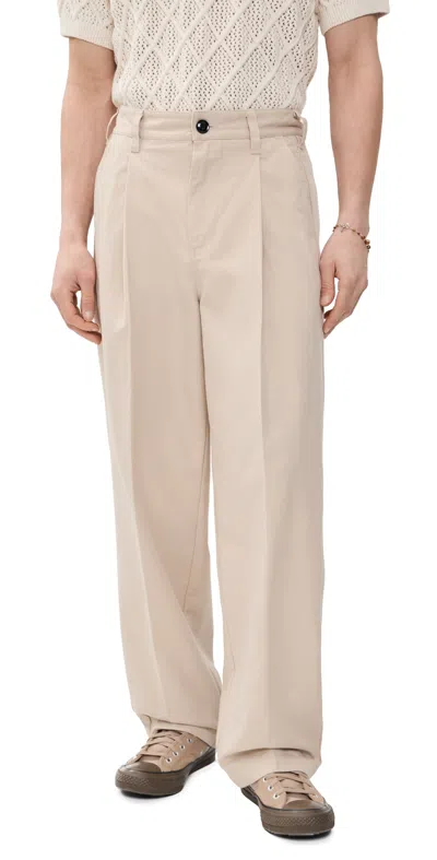 Obey Dean Pleated Khaki Pants Cement In Neutral