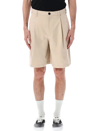 Obey Dean Pleated Shorts In Neutral