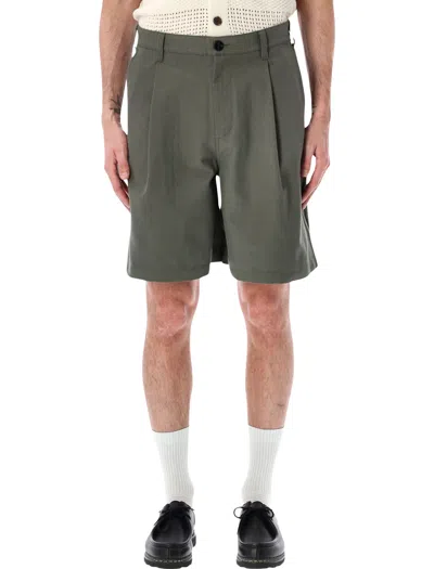 Obey Dean Pleated Shorts In Green