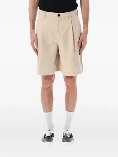 Obey Dean Pleated Shorts In Neutral