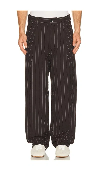 Obey Dean Stripe Pleated Pant In Brown