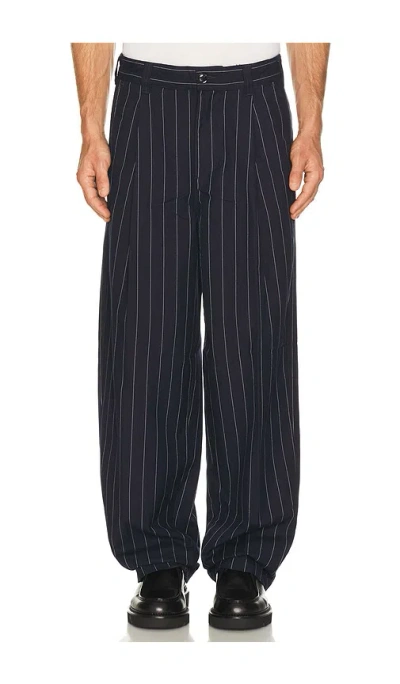Obey Dean Stripe Pleated Pant In Blue