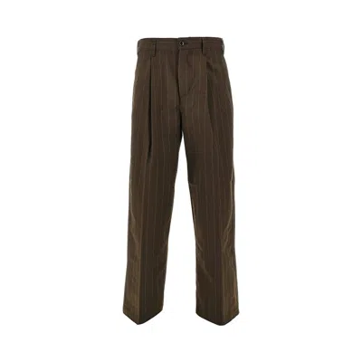 Obey Dean Stripe Pleated Pants In Green