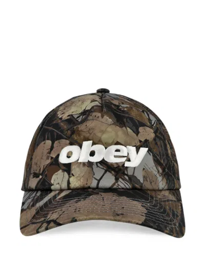 Obey Delta 5 Camouflage-print Cap In Brown