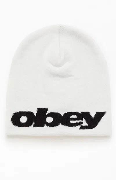 Obey Delta Beanie In Off White