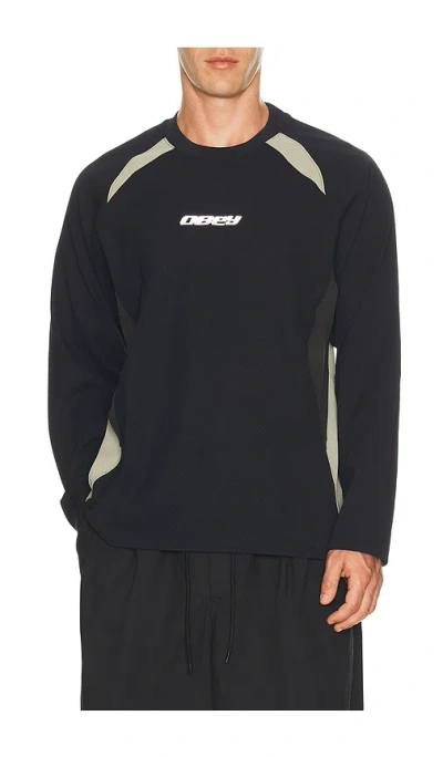 Obey Delta Knit Long Sleeve Top In Black