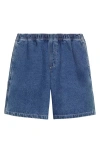 Obey Denim Carpenter Shorts In Stone Wash Indigo