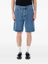 Obey Bigwig Baggy Fit Denim Carpenter Short In Light Indigo, Men's At Urban Outfitters