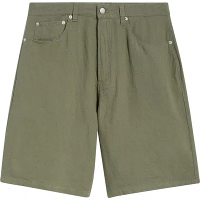 Obey Devin Baggy Linen Blend Shorts In Brown