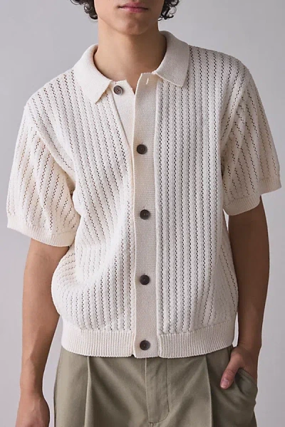 Obey Dez Knit Short Sleeve Shirt Top In Ivory, Men's At Urban Outfitters