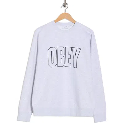 Obey Digable Fleece Crewneck Sweatshirt In Gray