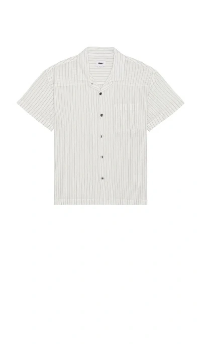 Obey Donnie Sheer Striped Short Sleeve Shirt In White
