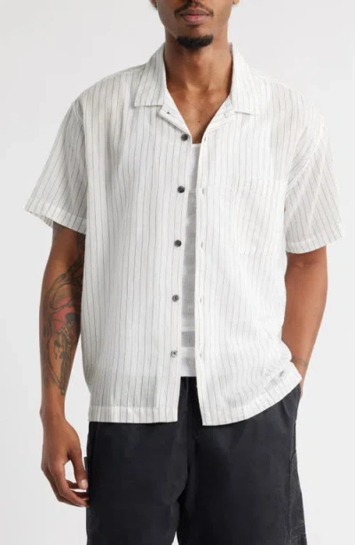 Obey Donnie Stripe Short Sleeve Cotton Button-up Shirt