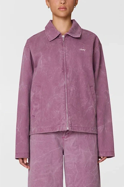 Obey Donovan Tulip Wrinkle Wash Zip-front Chore Jacket In Purple, Women's At Urban Outfitters