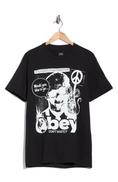 Obey Don't Waste It Graphic T-shirt In Black