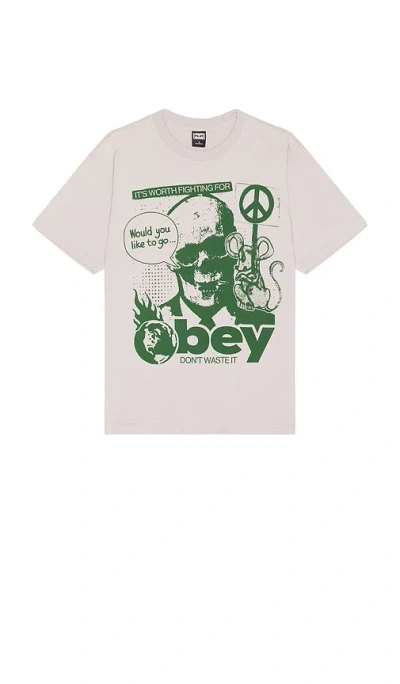 Obey Don't Waste It T-shirt In Silver Grey